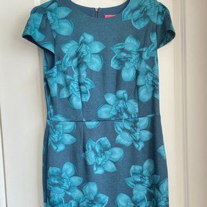 NWT Betsey Johnson Womens Dress 14 Green/Black Flower Stretch Sheath Cocktail